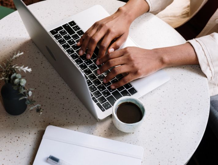 Female working on a laptop